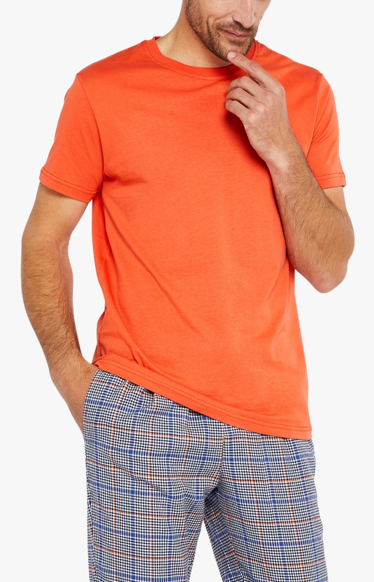 Tee-shirt Homme manches courtes Coton Orange 17