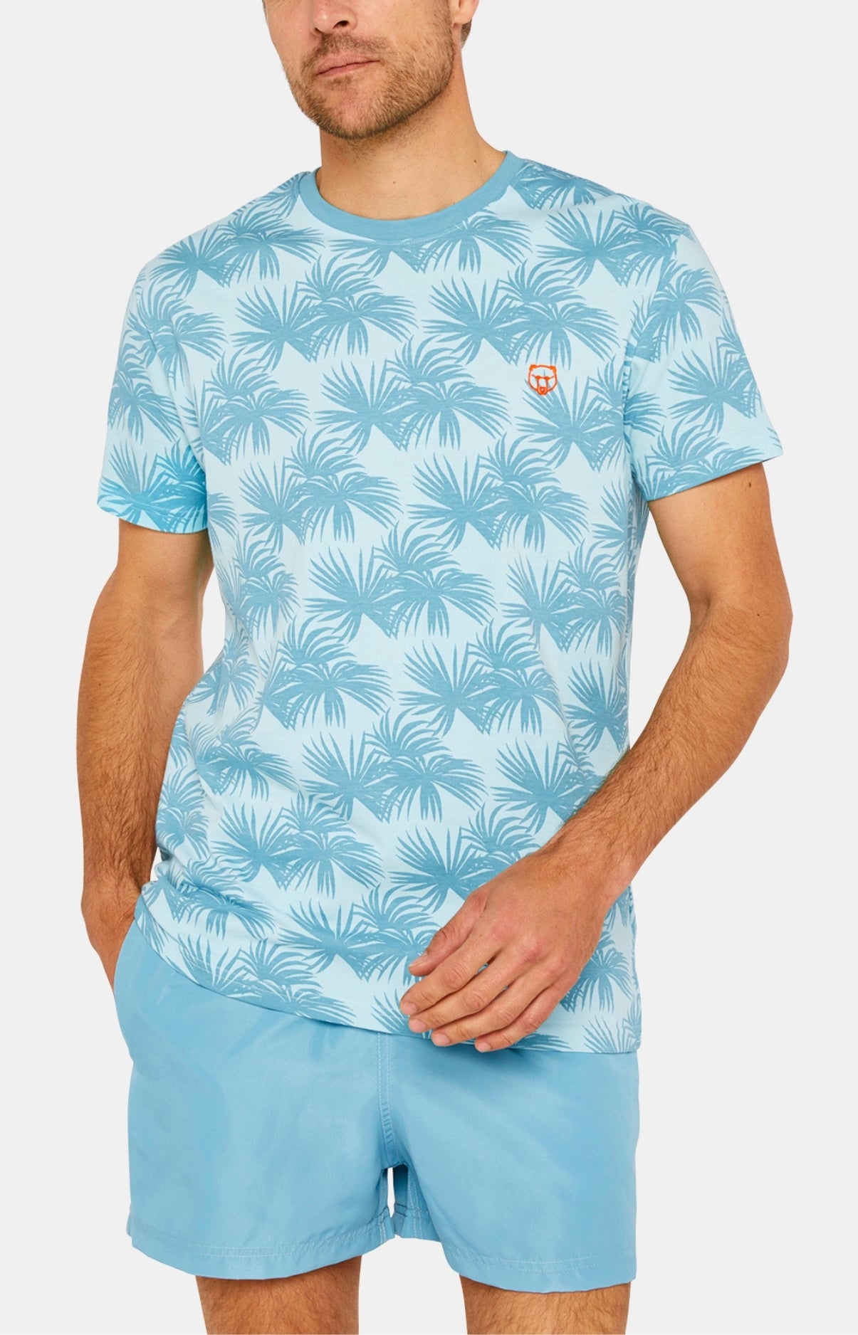 Tee-shirt Homme manches courtes Palmier Bleu 2