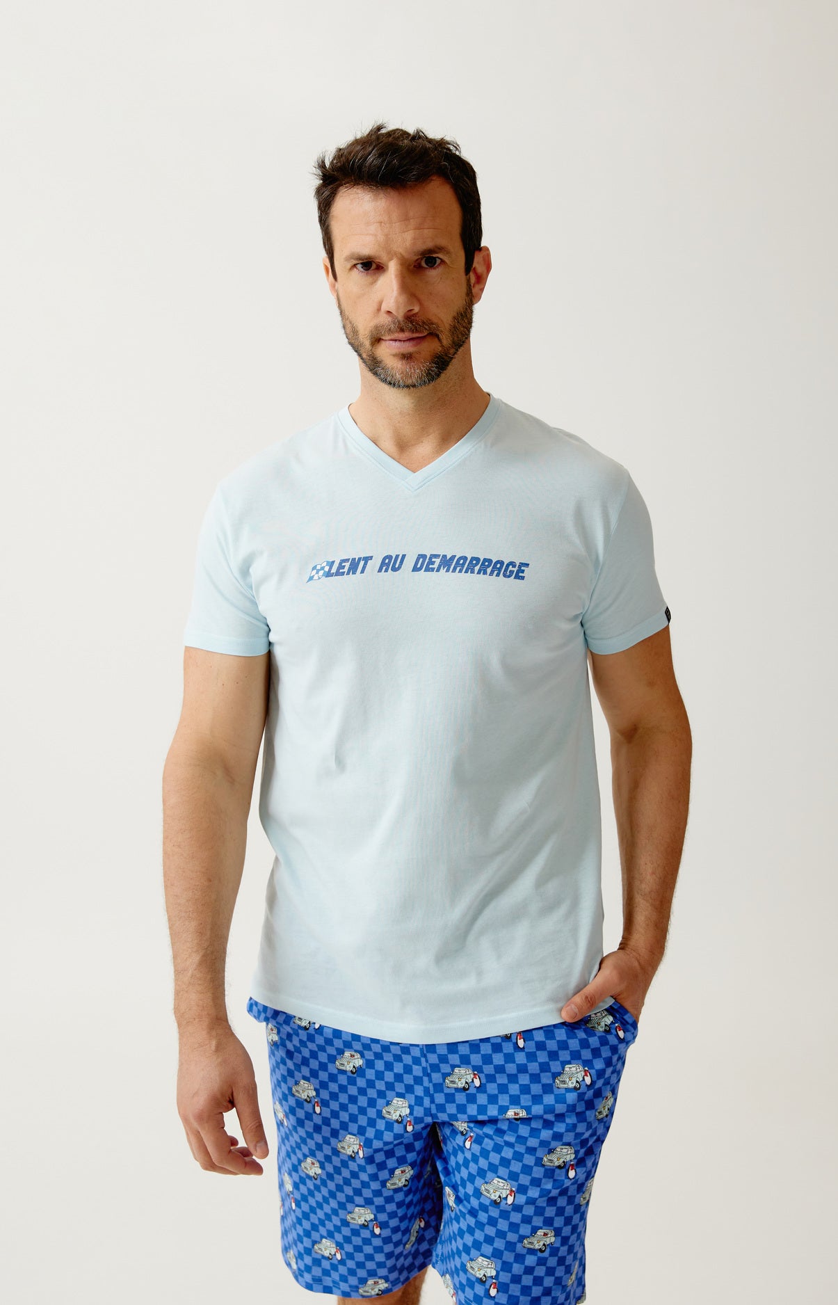 Pyjashort en jersey de coton léger - Lent au démarrage