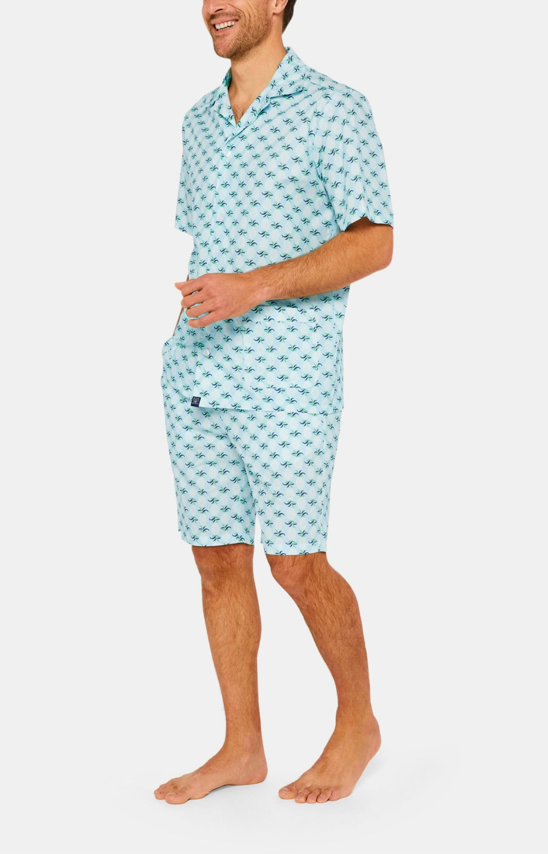 Pyjashort boutonné Homme Ananas Bleu 2