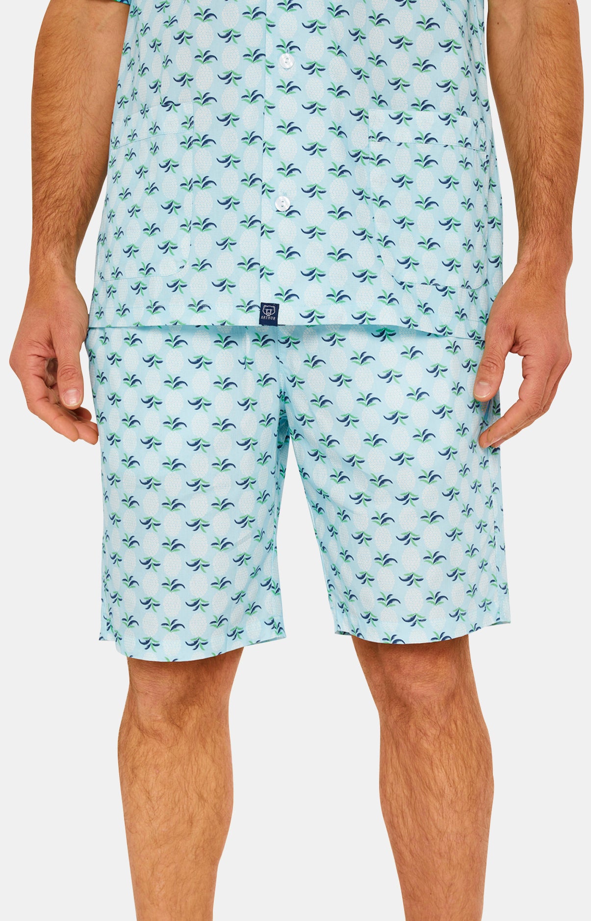 Pyjashort boutonné Homme Ananas Bleu 5