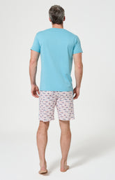 Pyjama Homme Pyj à mât Manches courtes Imprimé bateaux bleus en bouteilles 7