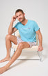Pyjama Homme Pyj à mât Manches courtes Imprimé bateaux bleus en bouteilles 1