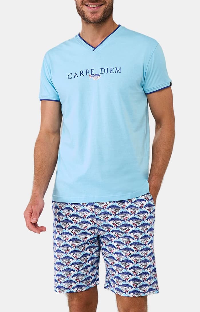 Pyjashort - Carpe diem bleu ciel 1