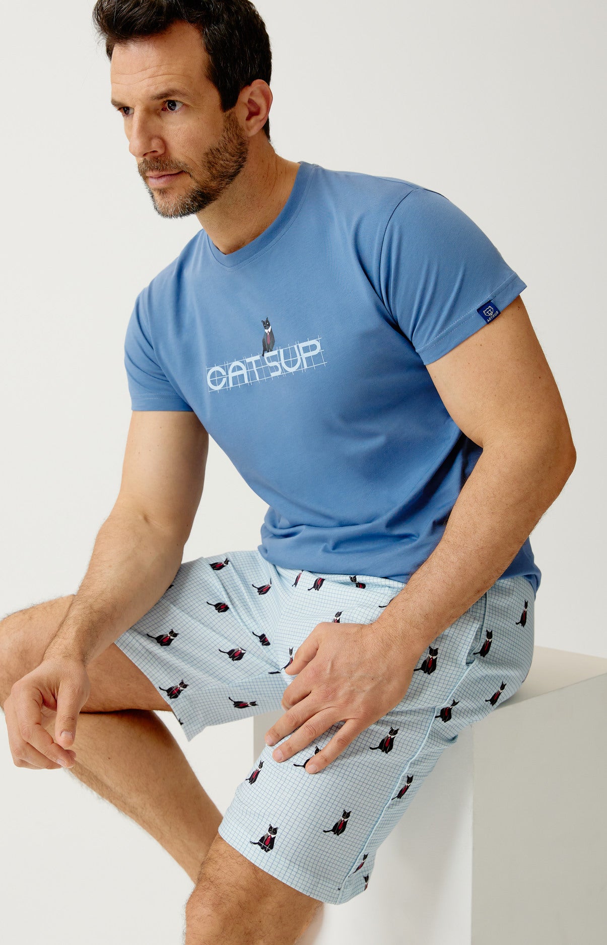 Pyjashort en jersey de coton léger - Cat sup