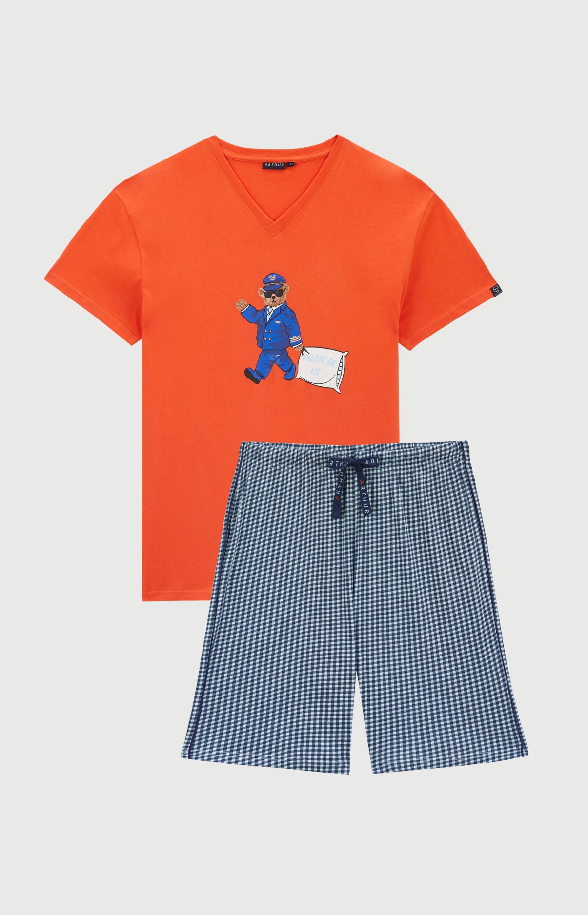 Pyjashort en jersey de coton léger - Pilote de lit