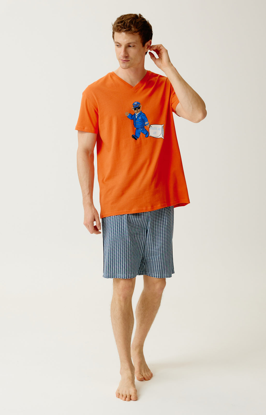 Pyjashort en jersey de coton léger - Pilote de lit