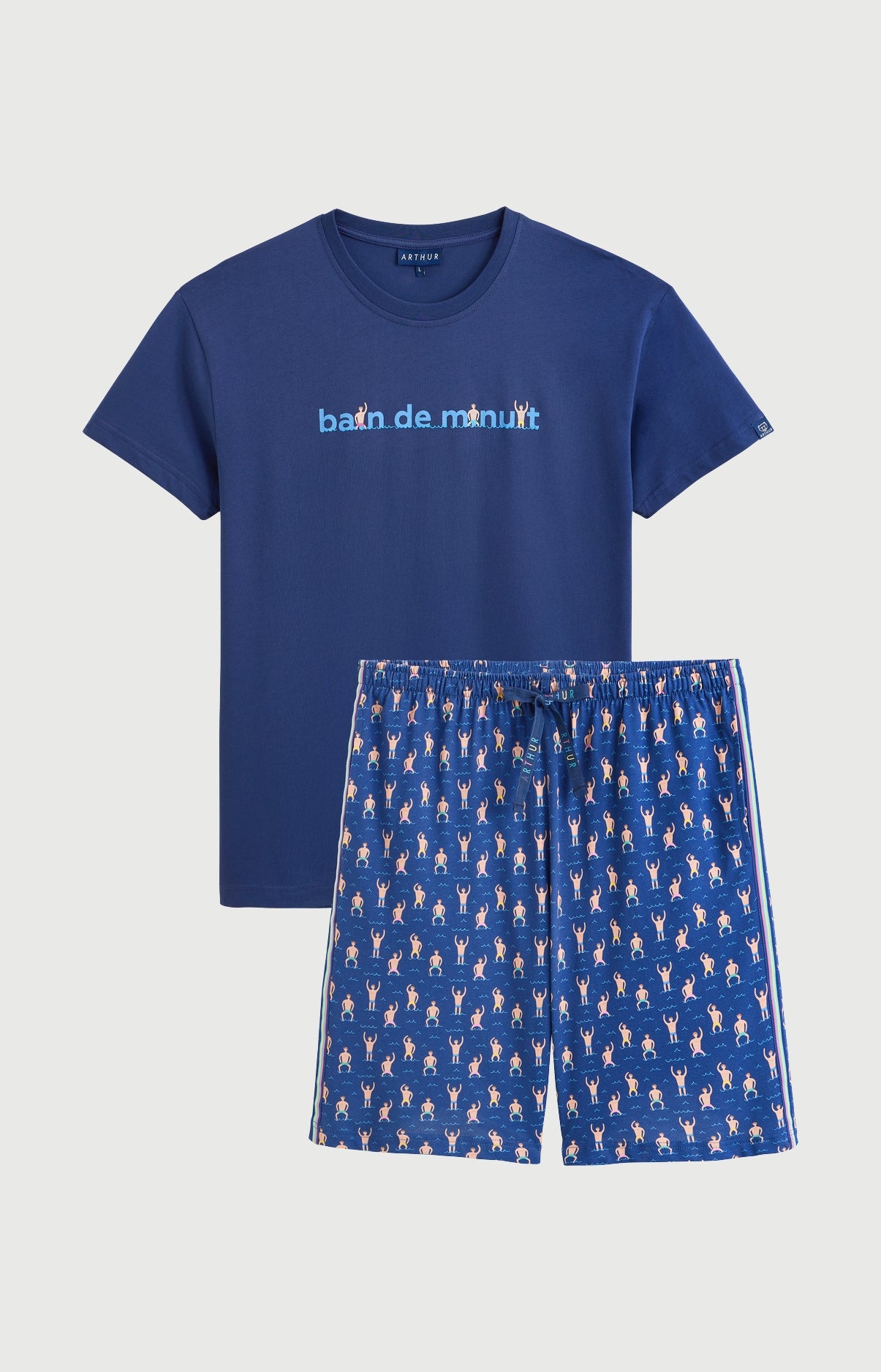Pyjama Homme Bain de minuit Manches courtes Imprimé broderie baigneurs en maillots multicolores 3