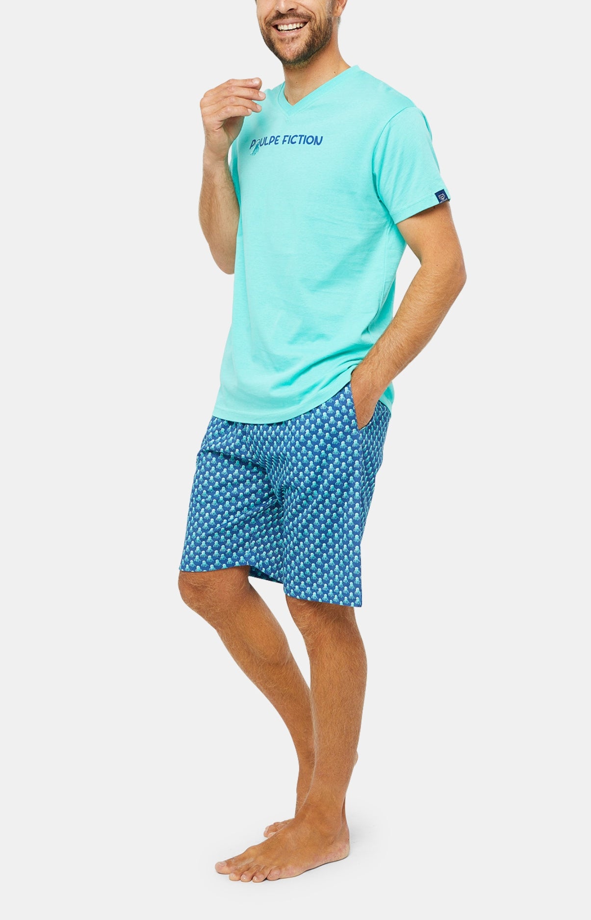 Pyjashort Homme Poulpe Fiction Vert 2