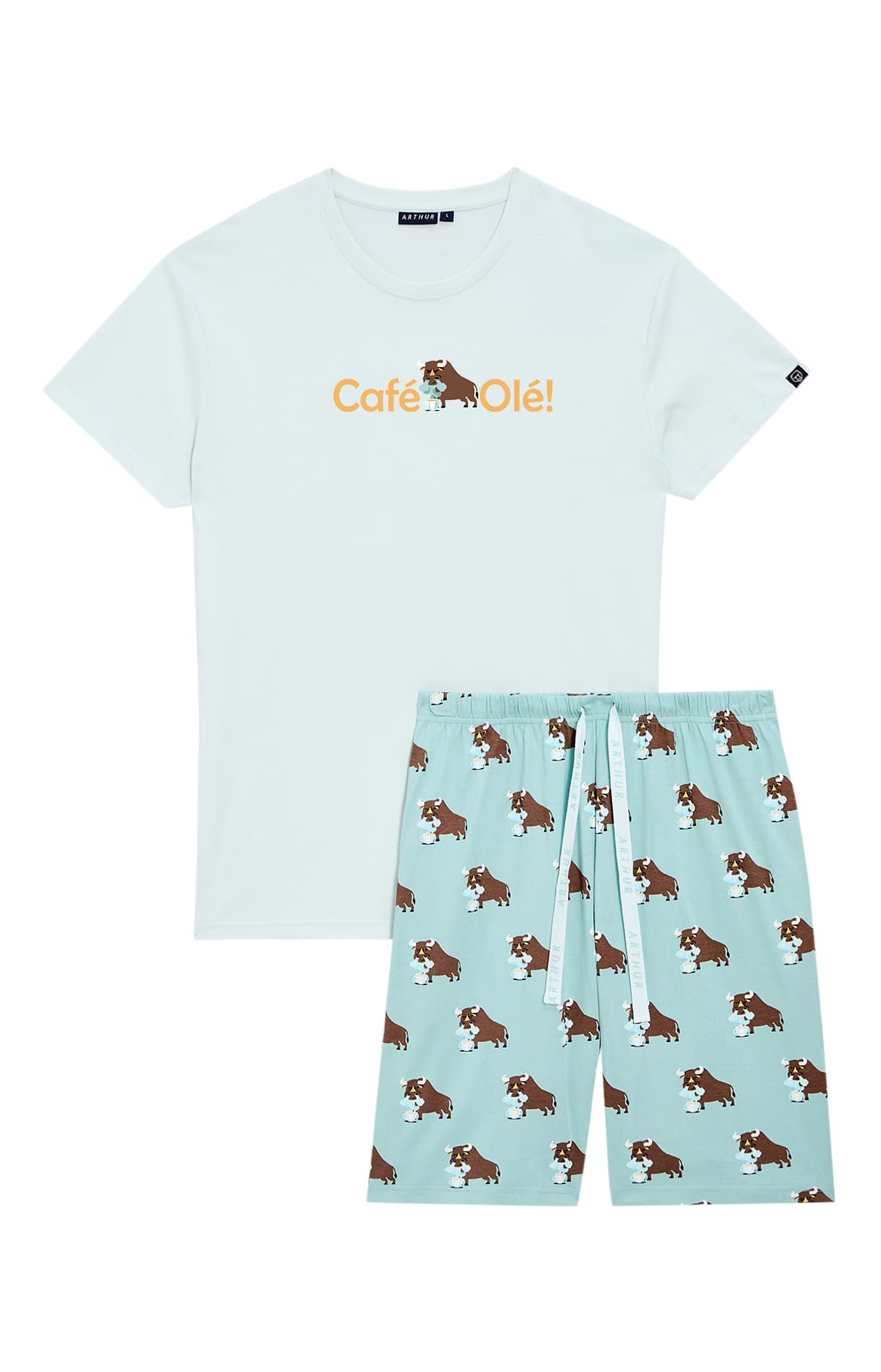Pyjashort Homme taureau olé Céladon 3