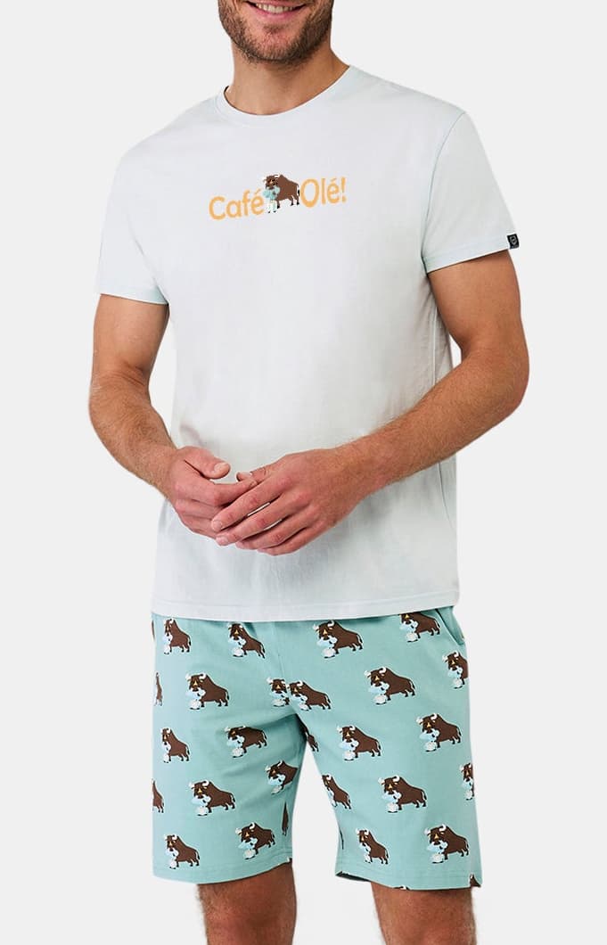 Pyjashort Homme taureau olé Céladon 1