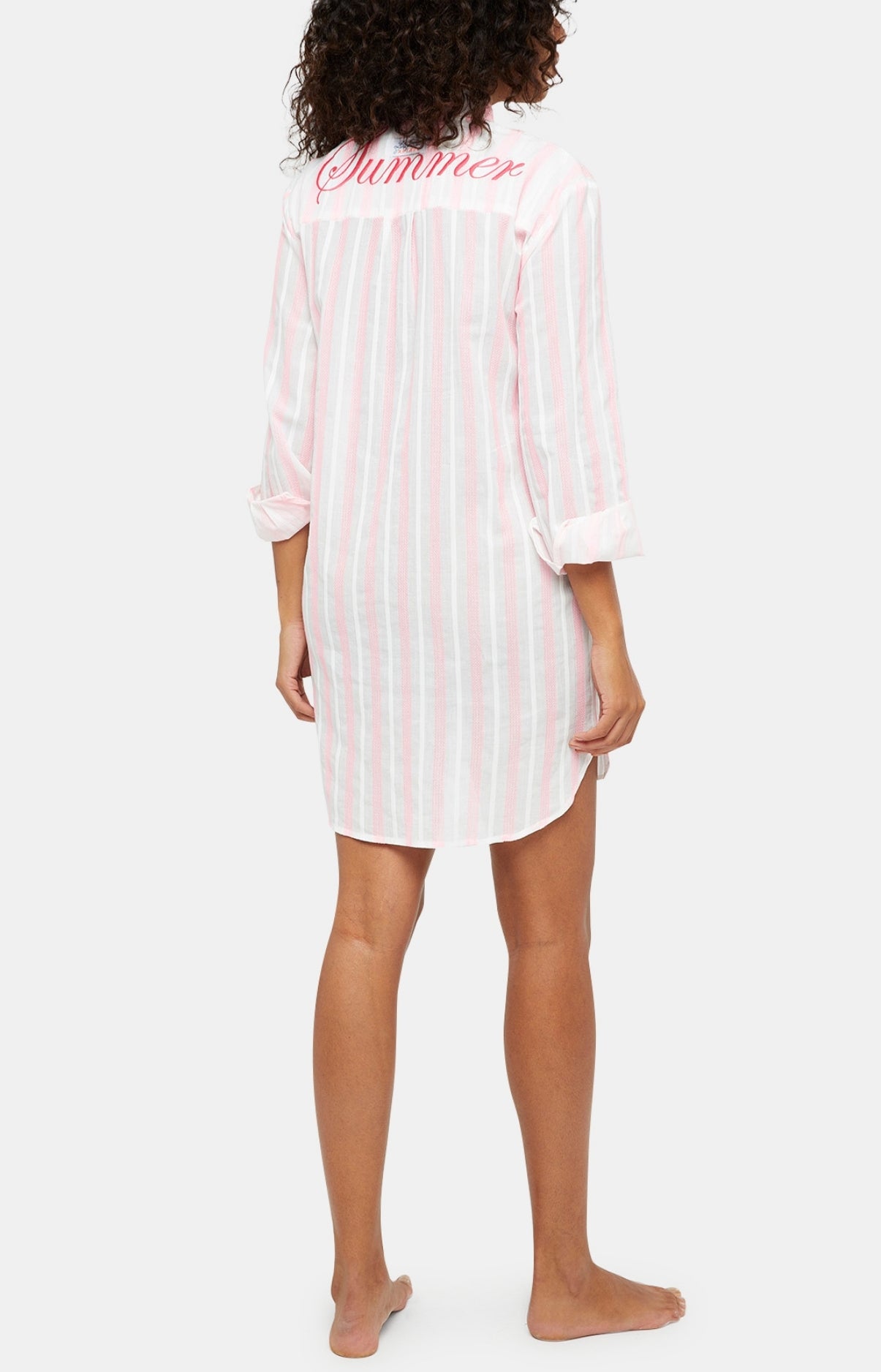 Robe Chemise Femme Rayure Lison Blanc et Ivoire 4