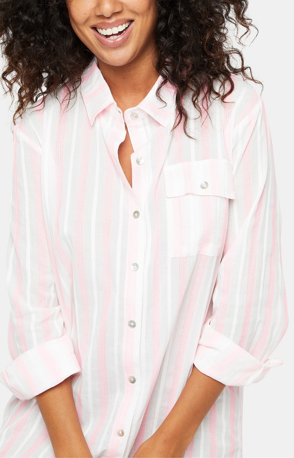 Robe Chemise Femme Rayure Lison Blanc et Ivoire 5