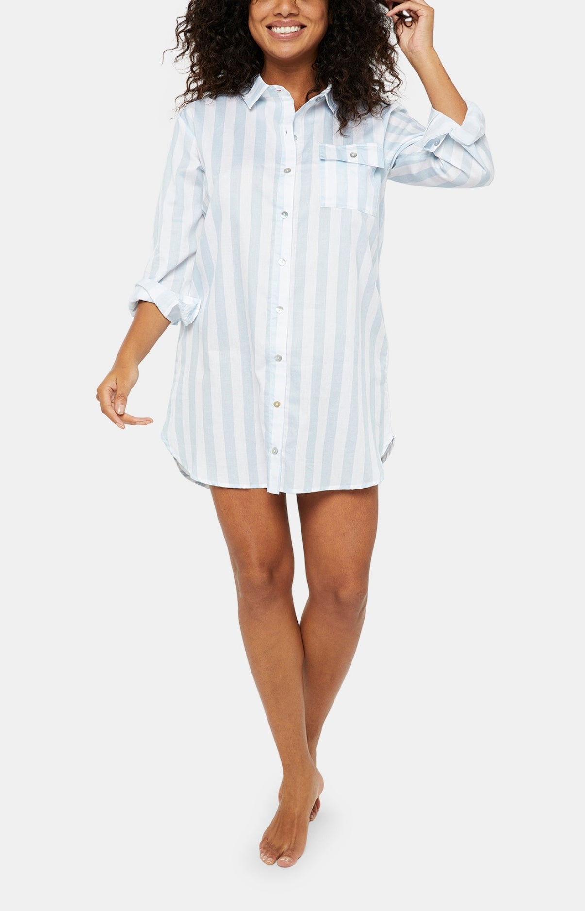 Robe Chemise Femme Rayure Tahiti Bleu 1