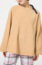 Poncho polaire femme couleur uni camel 2