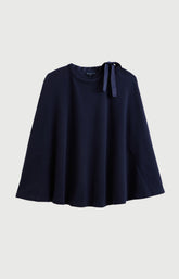 Poncho polaire femme couleur uni bleu marine 3