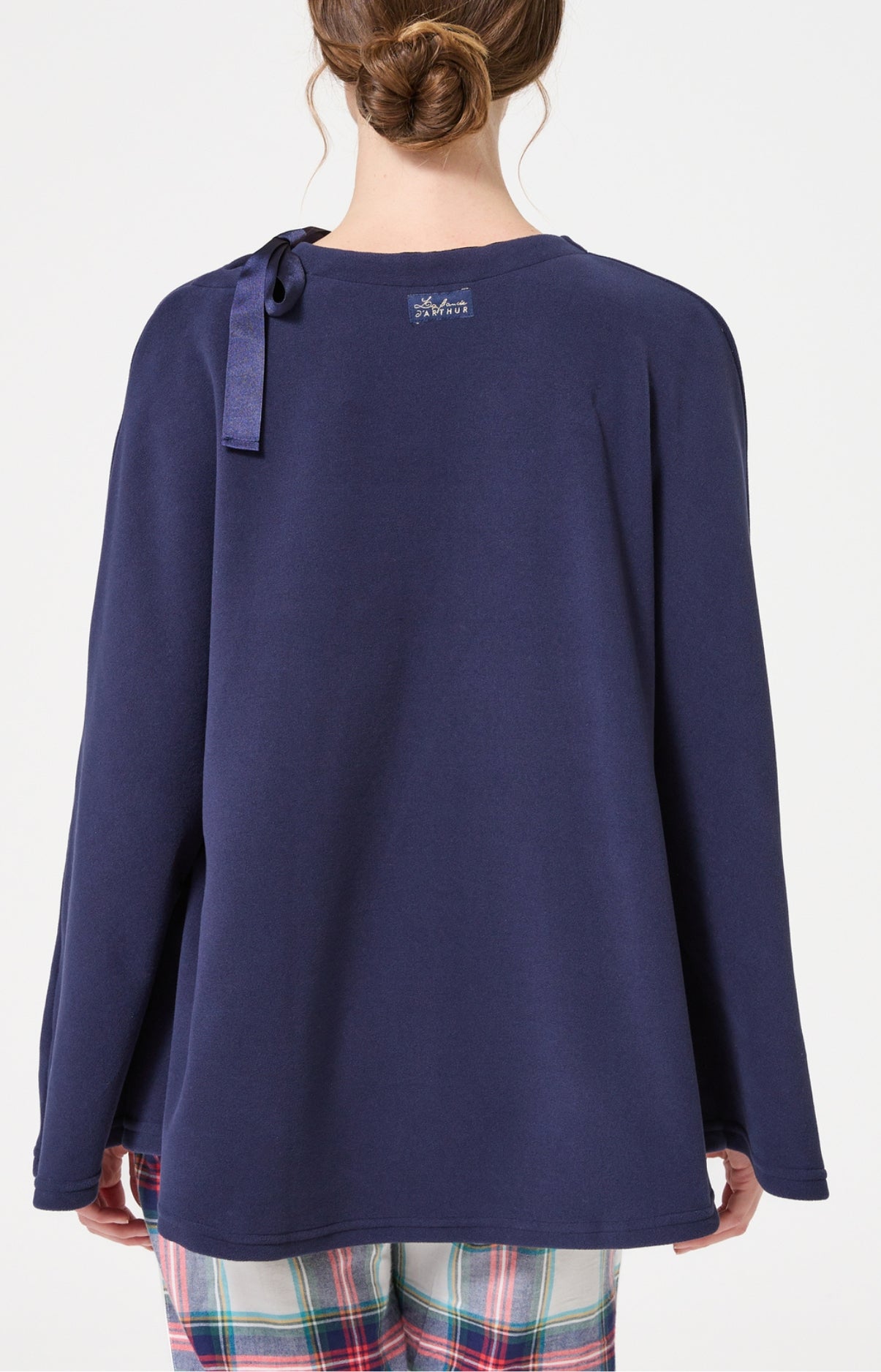 Poncho polaire femme couleur uni bleu marine 6