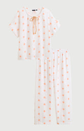 Pyjama Femme Soleil Manches courtes Imprimé soleils oranges 3