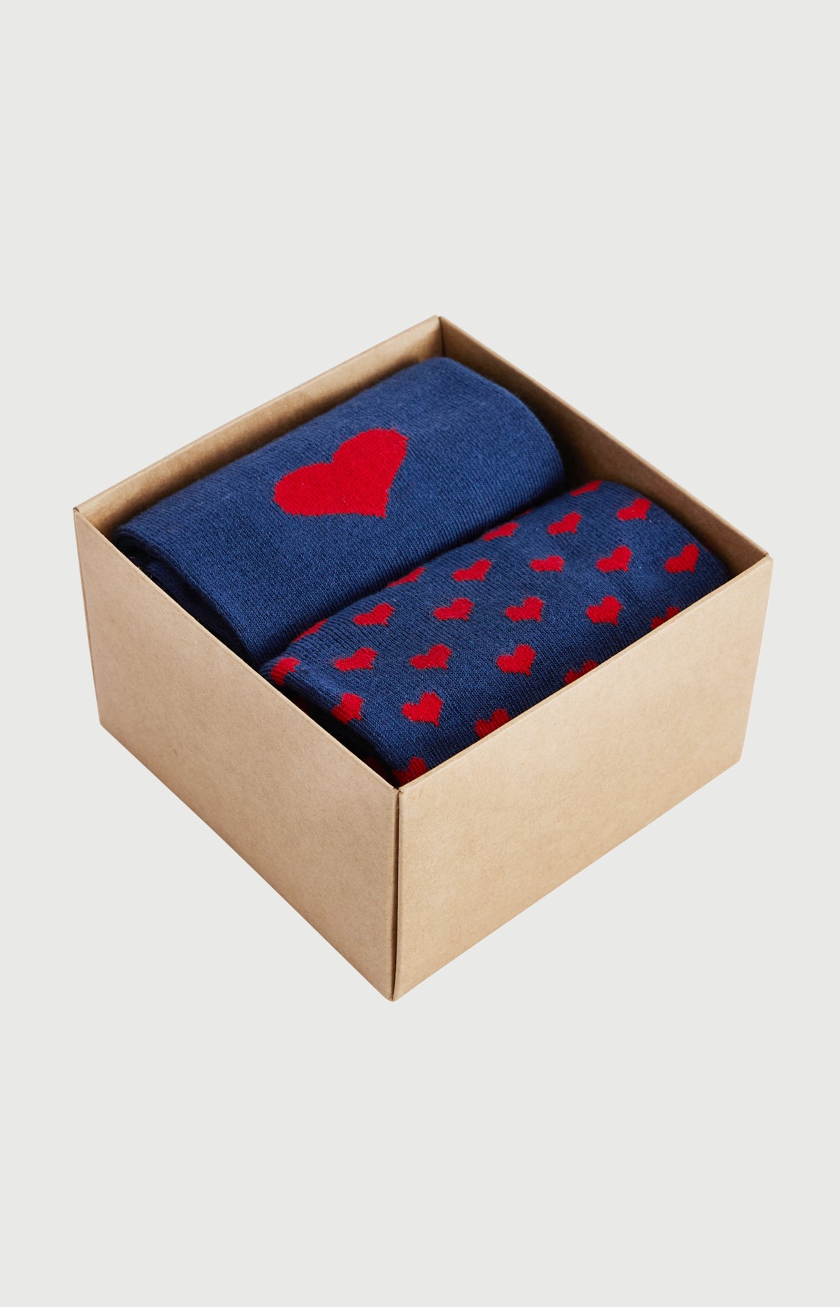 Chaussettes Homme Saint Valentin Imprimé cœurs rouges et bleu marine 2
