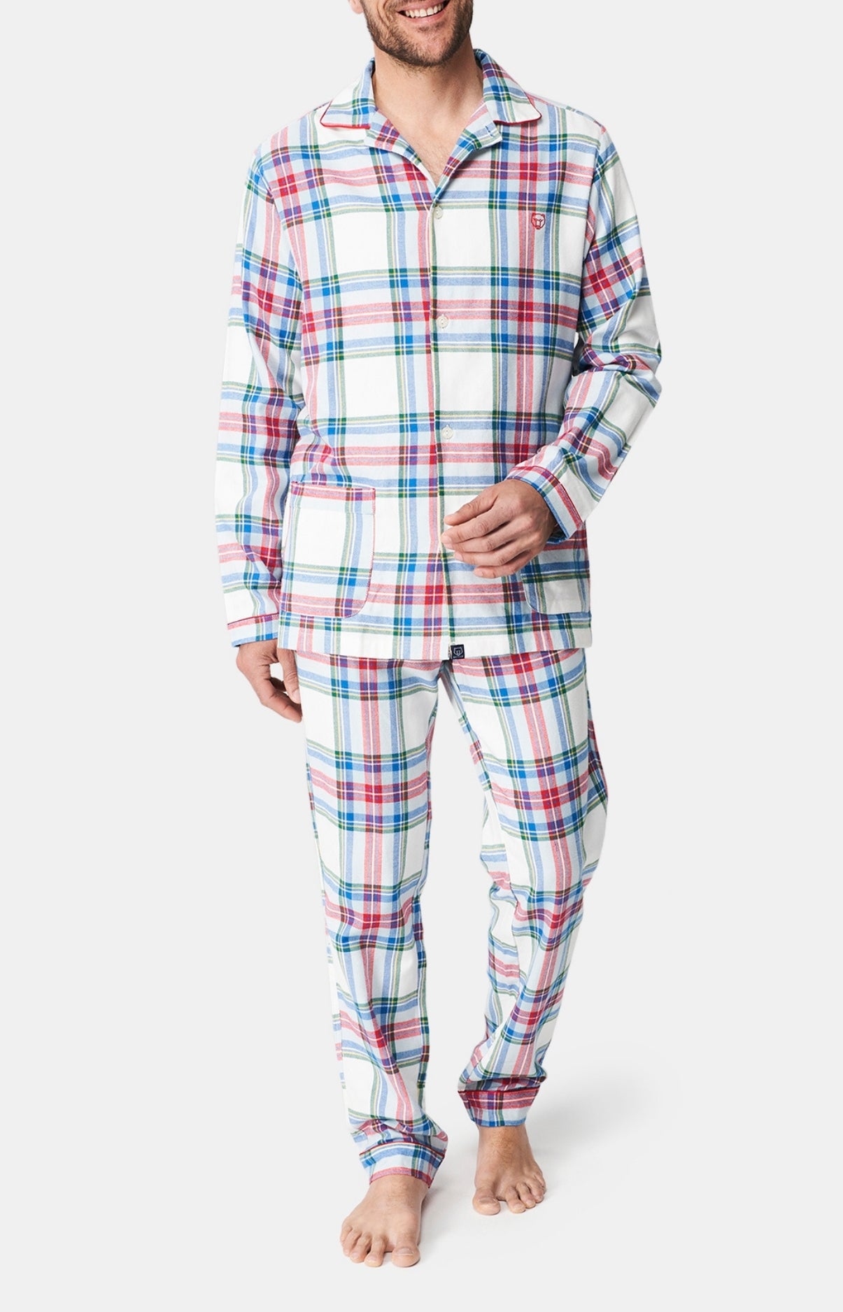 Pyjama long boutonné Femme Logan Blanc et Ivoire 1