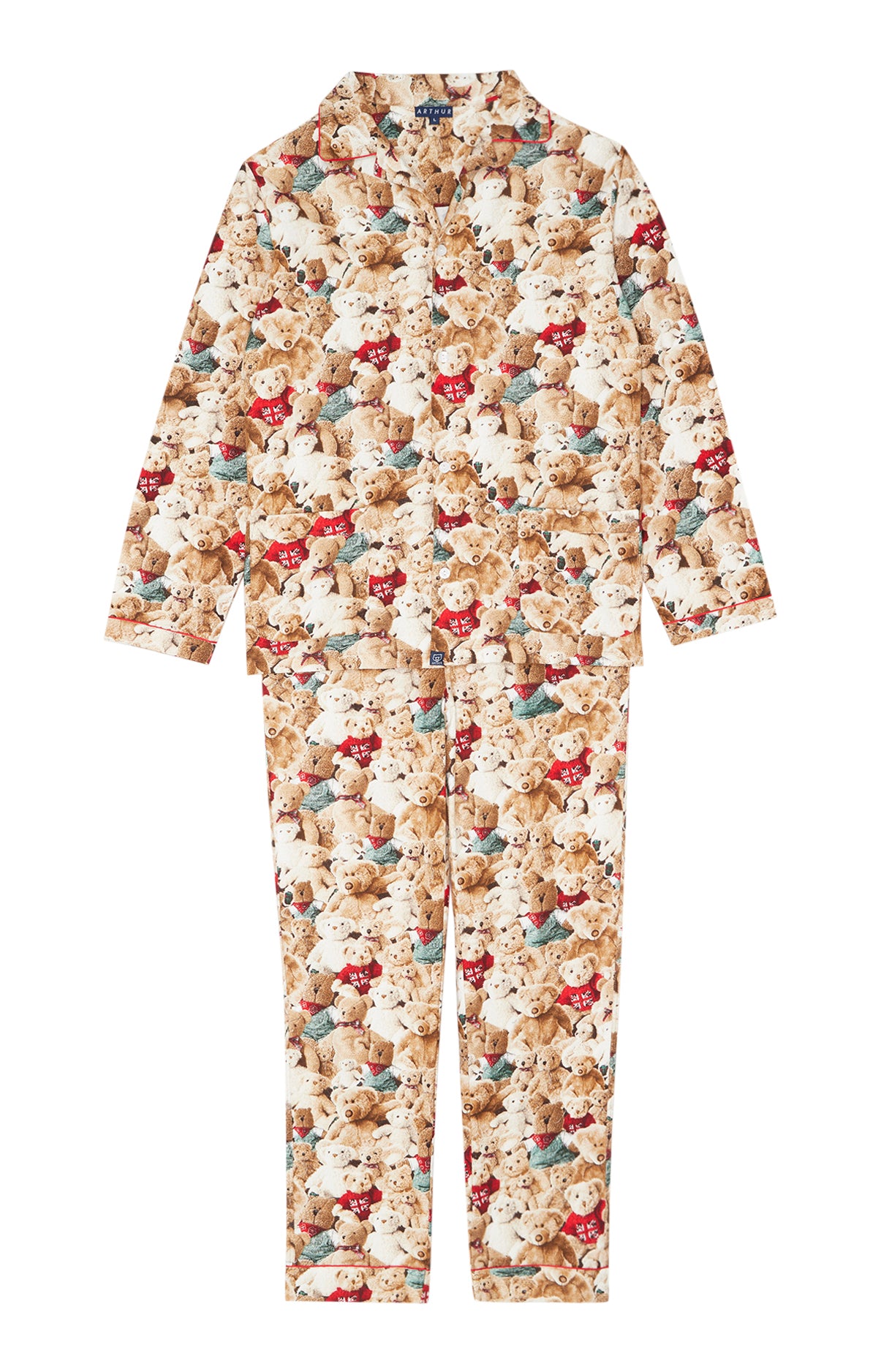 Pyjama long boutonné Femme Teddy Beige et Marron 14