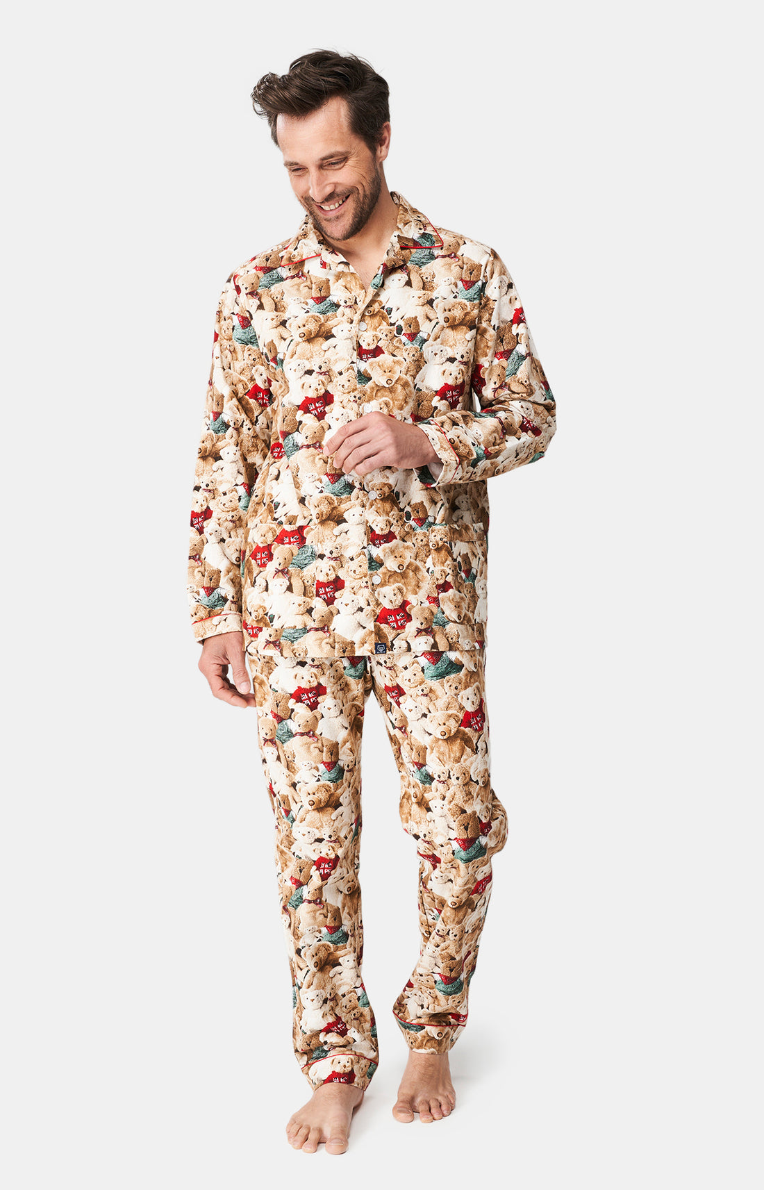 Pyjama long boutonné Femme Teddy Beige et Marron 12
