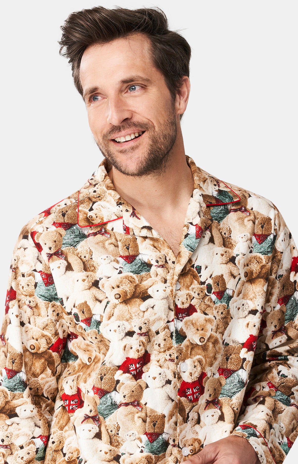 Pyjama long boutonné Femme Teddy Beige et Marron 13