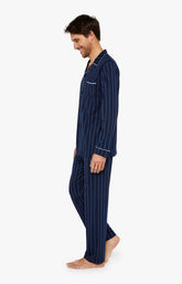 Pyjama long boutonné Homme Tradi Marine 3