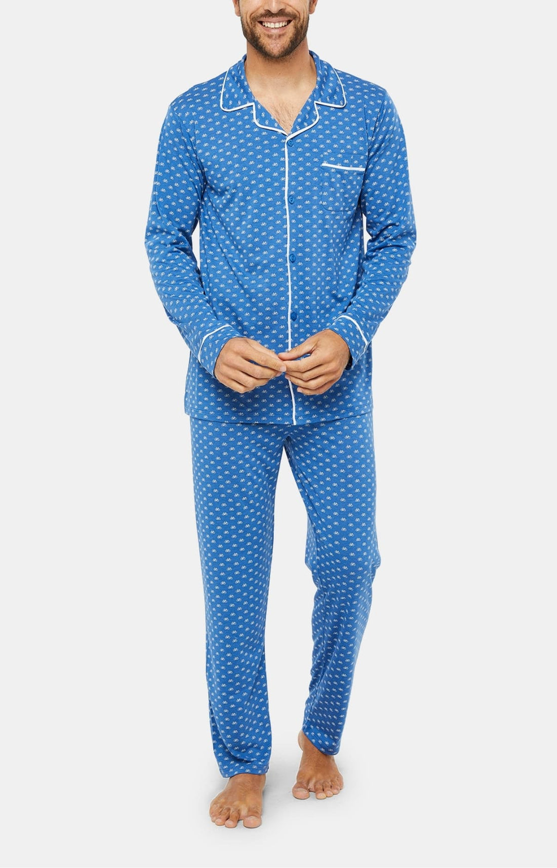 Pyjama Homme boutonné Petit Vélo Denim 1
