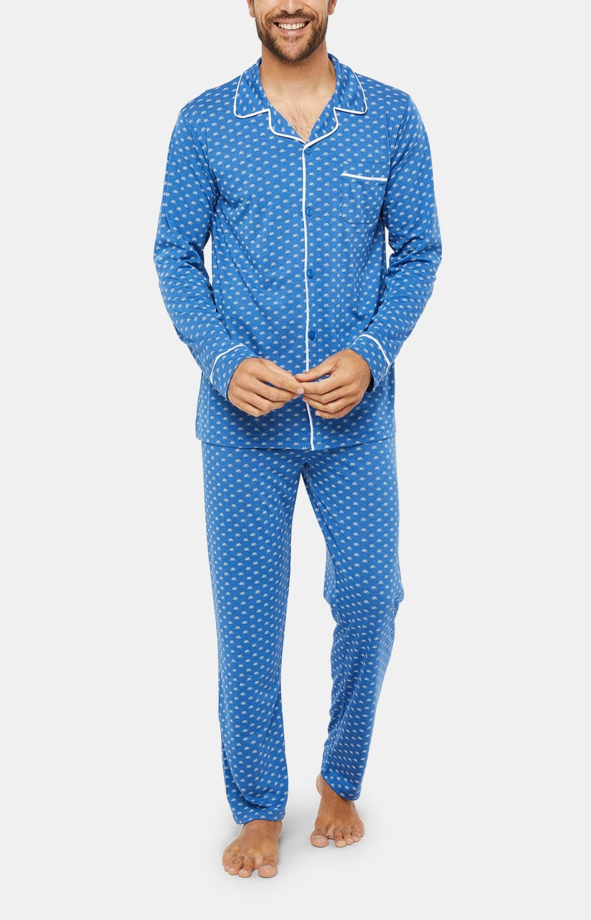 Pyjama Homme boutonné Petit Vélo Denim 1
