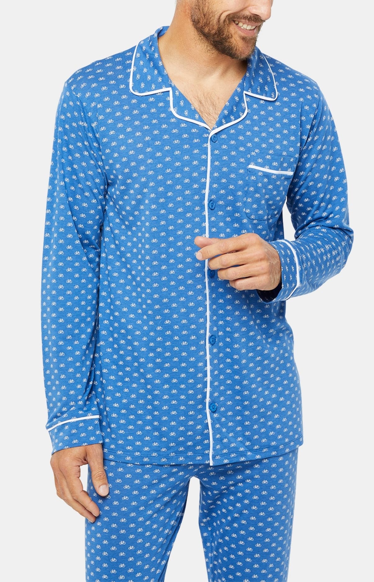 Pyjama Homme boutonné Petit Vélo Denim 2