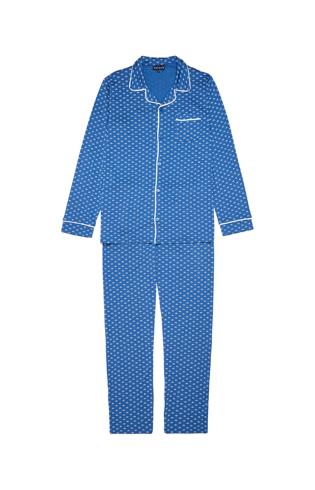 Pyjama Homme boutonné Petit Vélo Denim  3