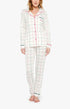 Pyjama long boutonné Femme Carreaux Lila Blanc et Ivoire 1
