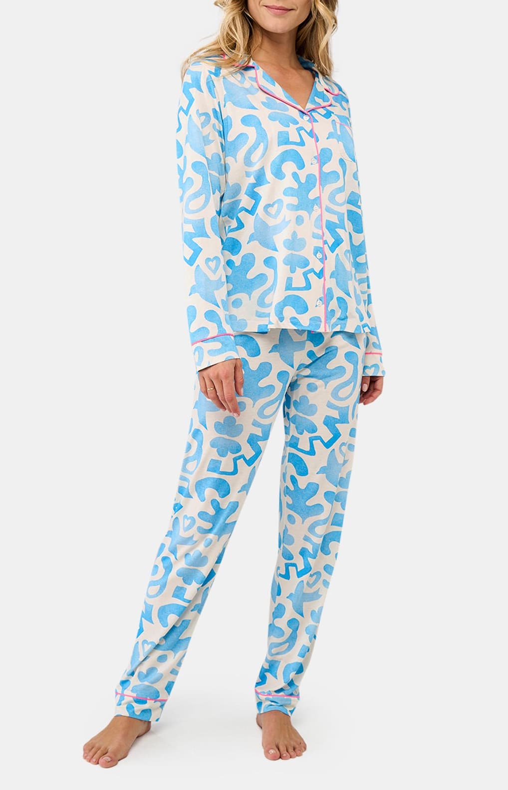 Pyjama Boutonné Femme Matis Bleu 1
