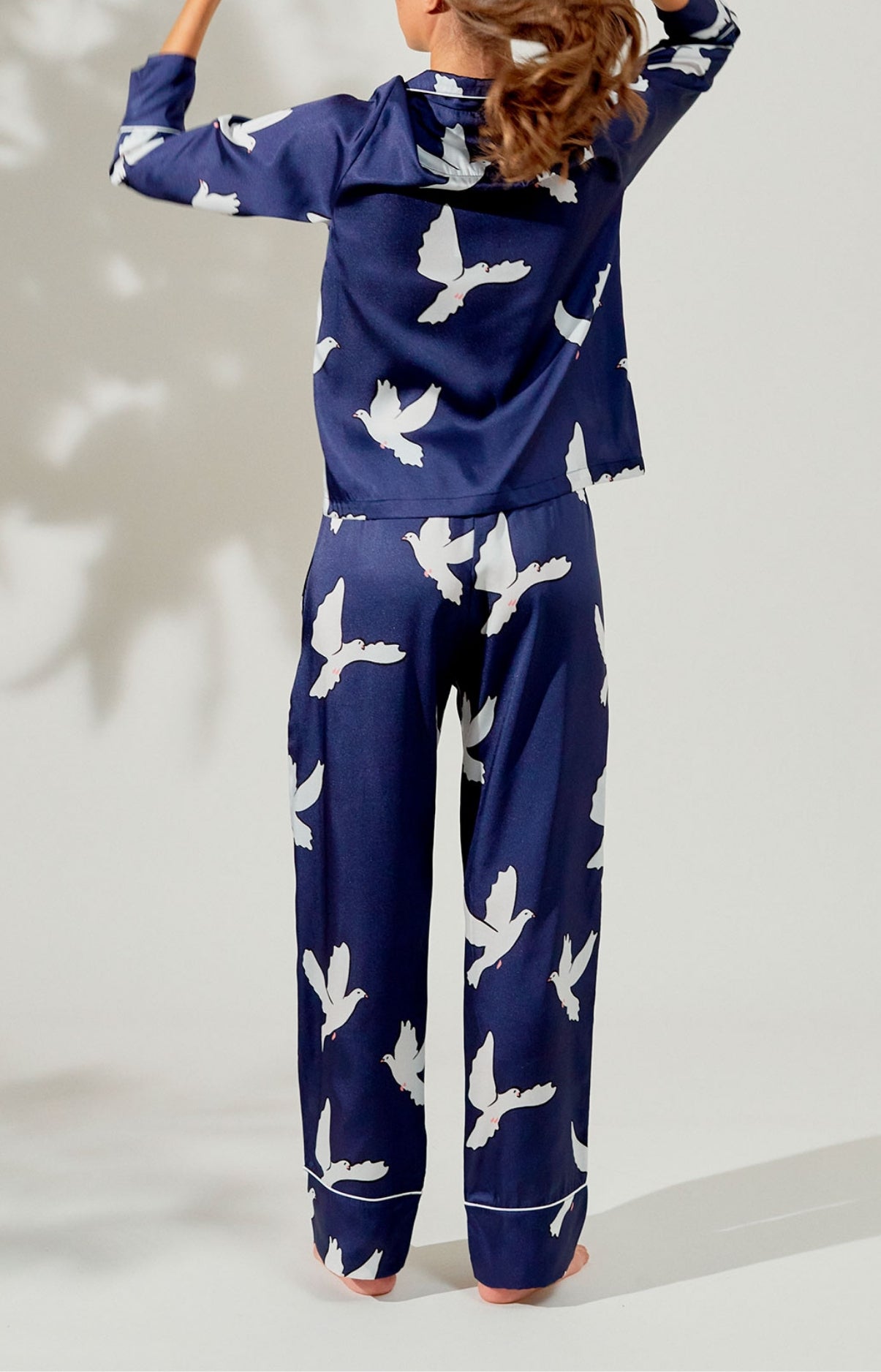 Pyjama long boutonné Femme Colombe Marine 4