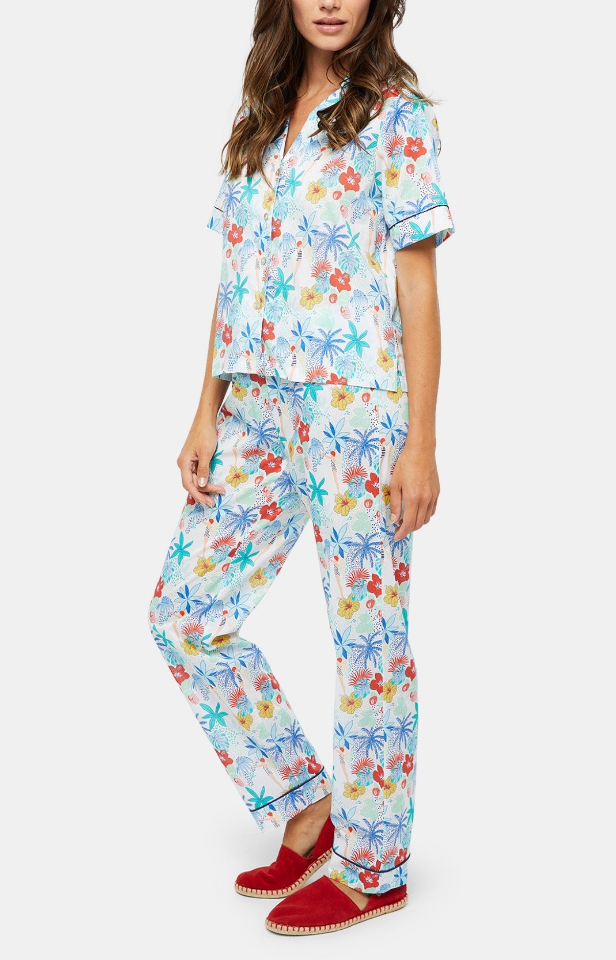 Pyjama long boutonné Femme Tahiti Multicolore 2
