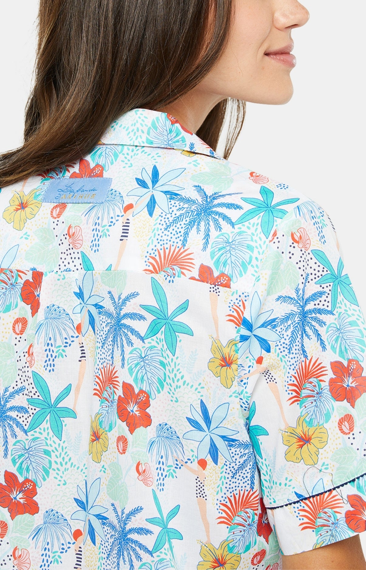 Pyjama long boutonné Femme Tahiti Multicolore 4