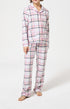 Pyjama chaud femme boutonné à carreaux rose 1