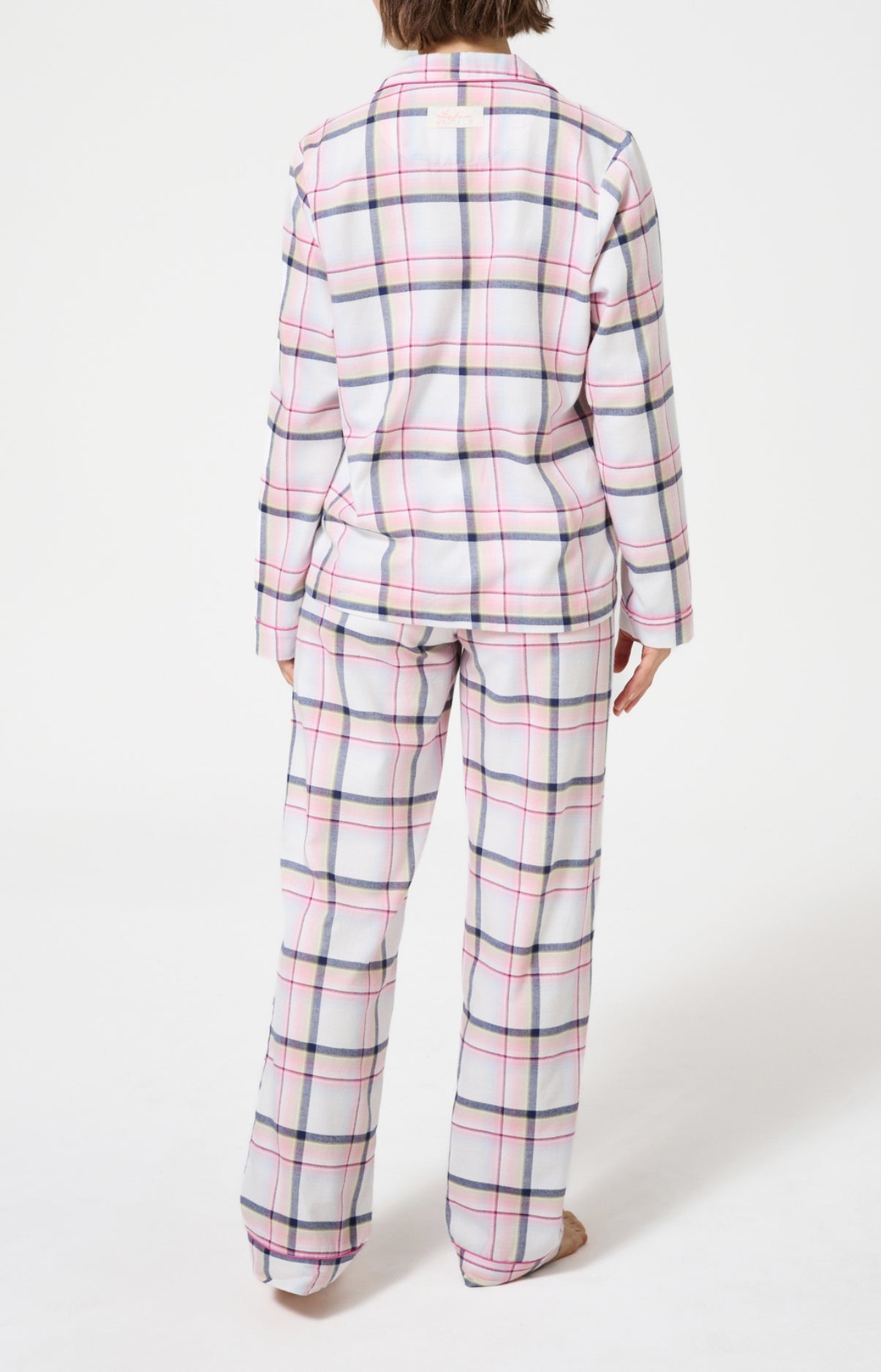 Pyjama chaud femme boutonné à carreaux rose 6