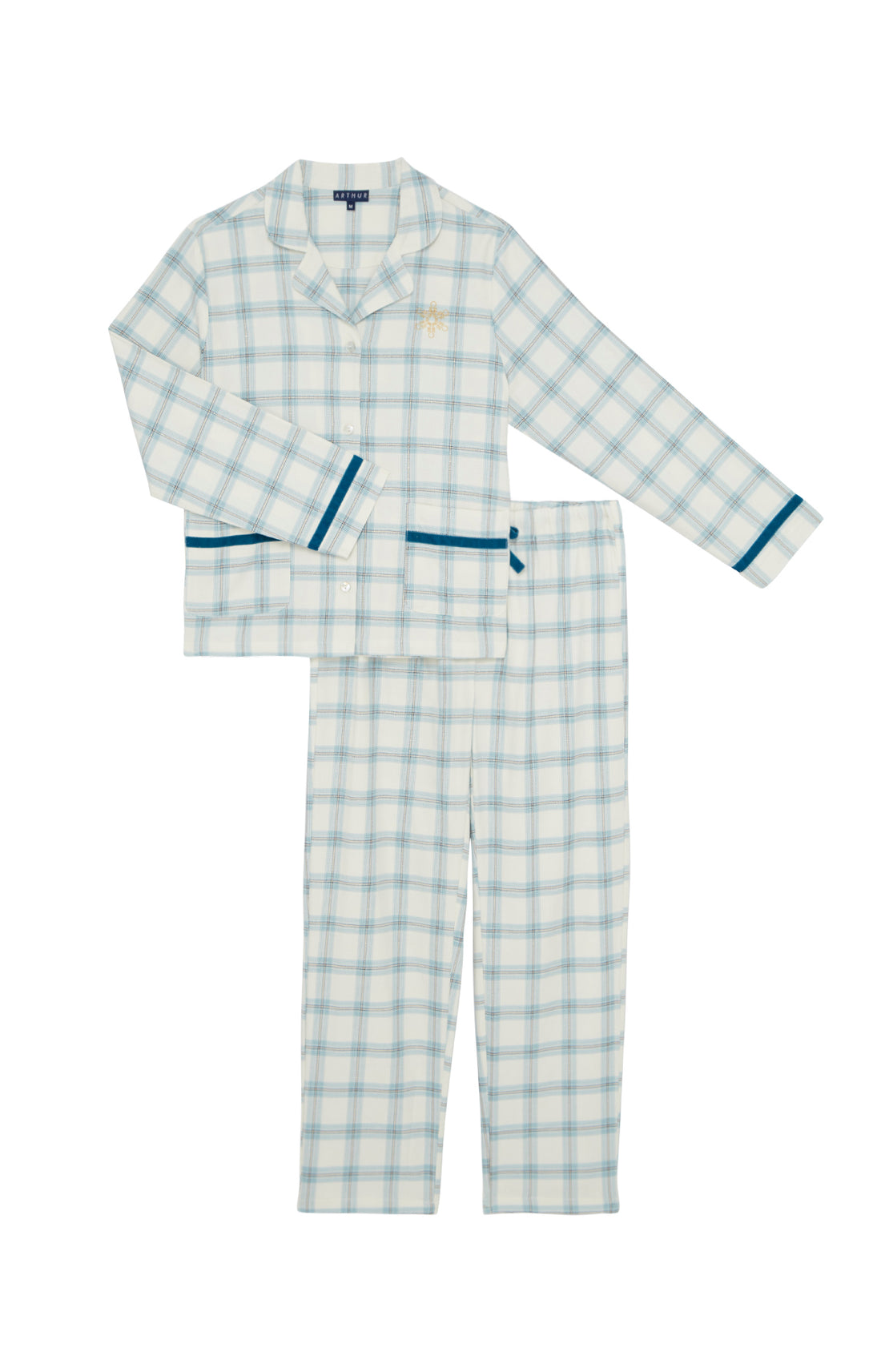 Pyjama long boutonné Femme Maryline Blanc et Ivoire 3