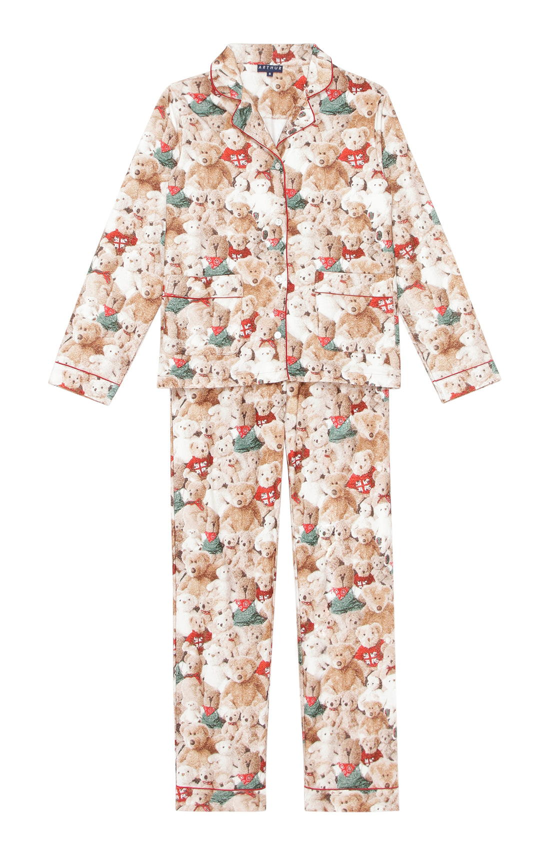Pyjama long boutonné Femme Teddy Beige et Marron 3