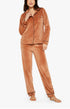 Pyjama long boutonné Femme Velours Caramel Beige et Marron 1