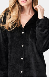 Pyjama long boutonné Femme Velvet chic Noir 2