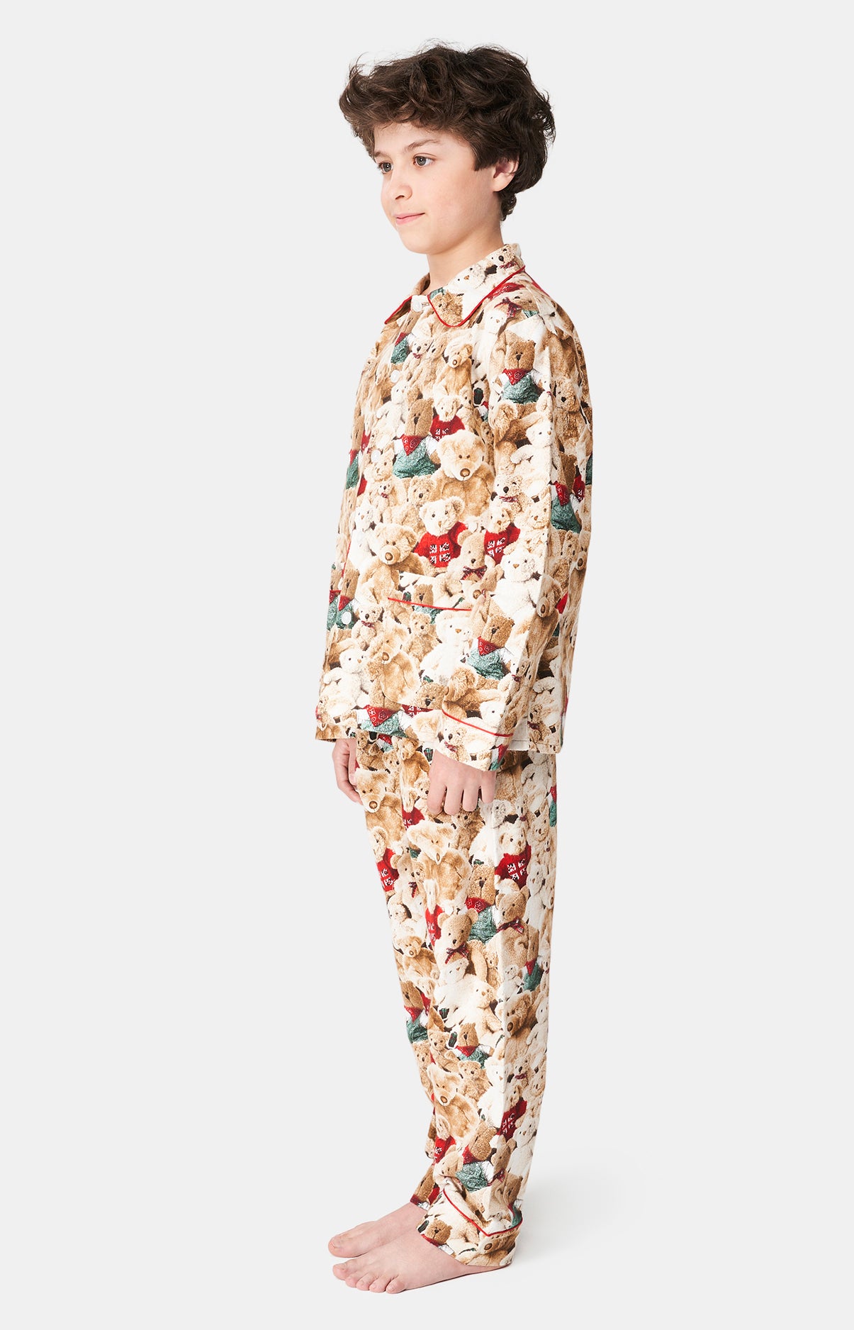 Pyjama long boutonné Enfant Teddy Beige et Marron 5