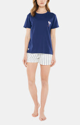Pyjashort Femme Roland Garros Blanc et Ivoire 1