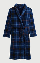 Robe de chambre polaire femme tartan marine et rose 3