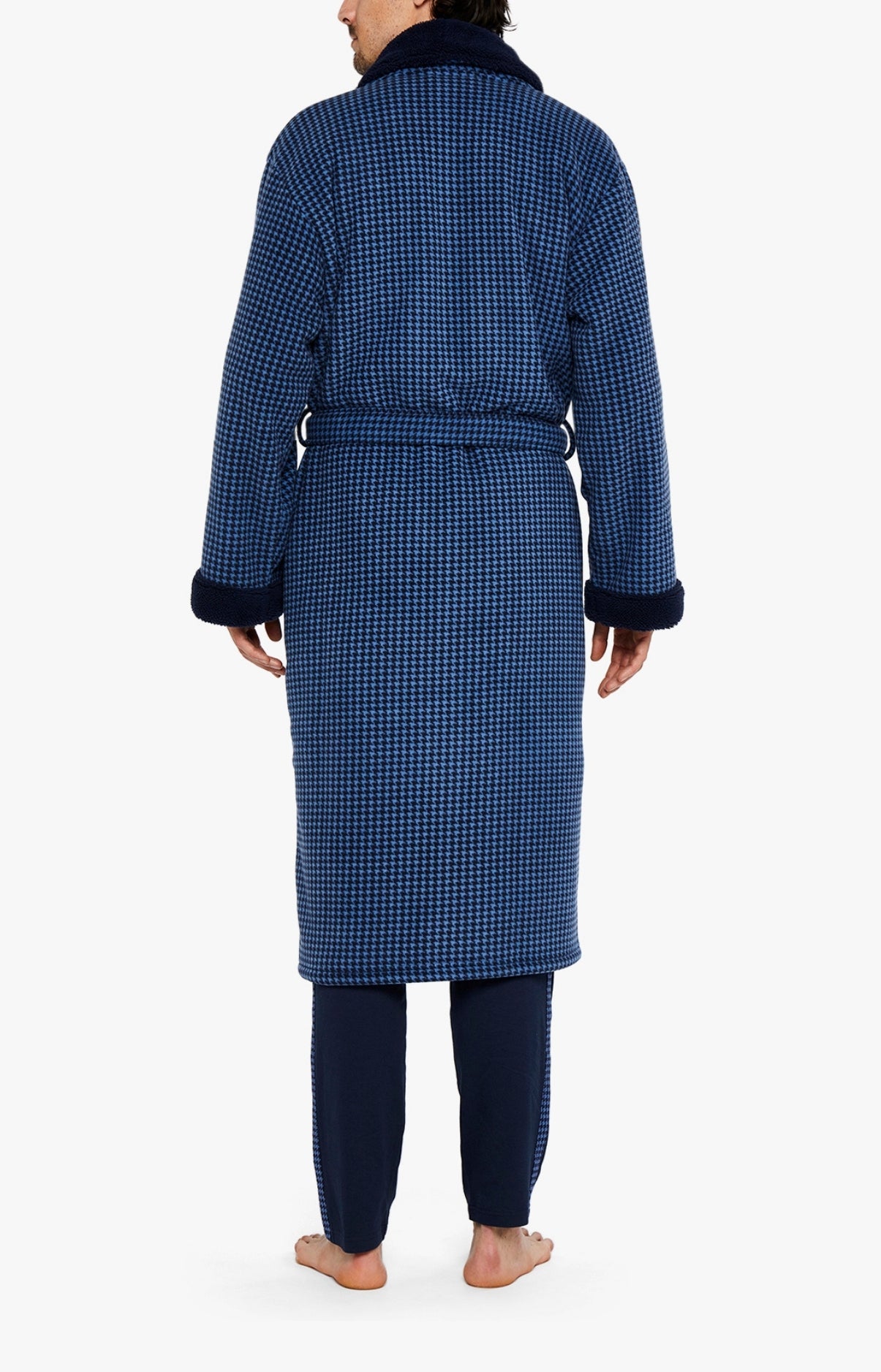 Robe de chambre Homme polaire Pied de Poule Marine 5