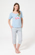 Pyjama Femme Cherry Manches courtes Imprimé cerises roses et vertes 1