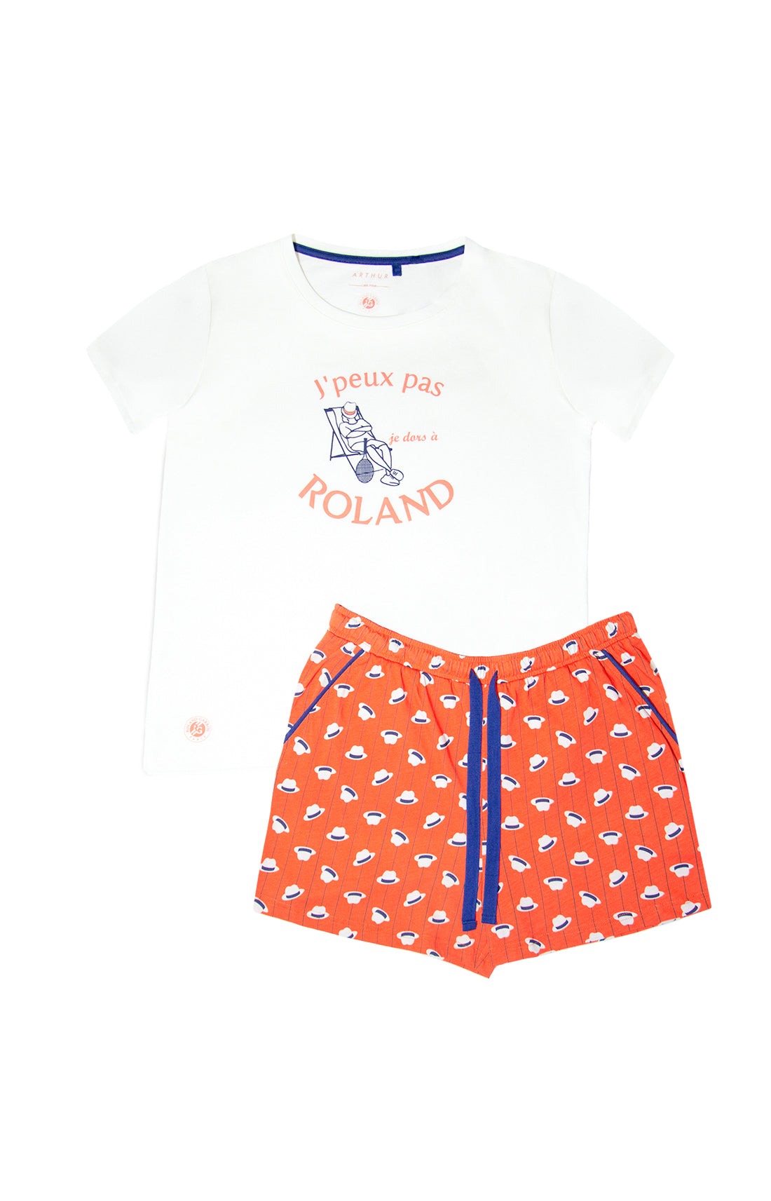 Pyjashort Femme Roland Garros Beige et Marron 9
