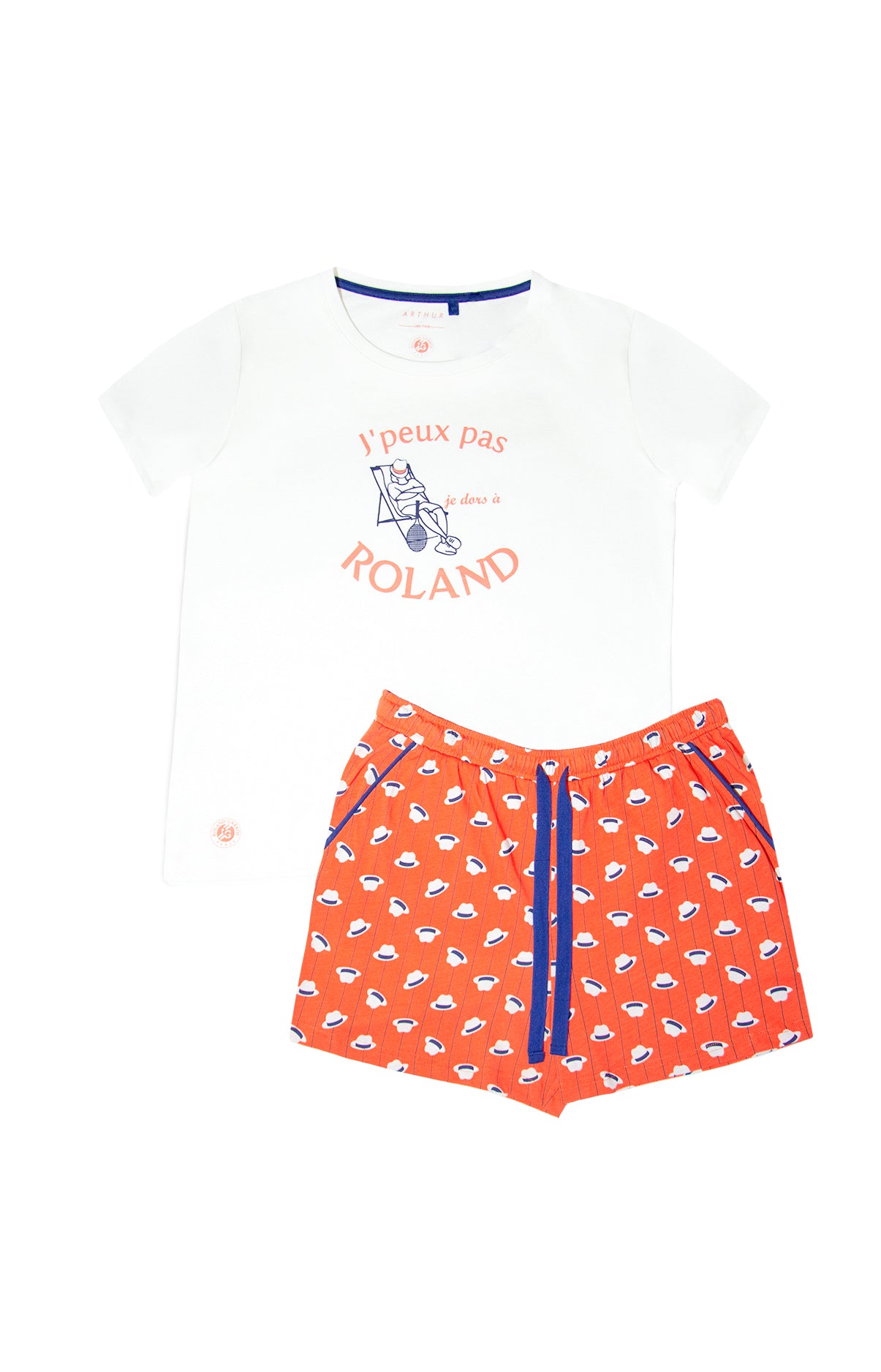 Pyjashort Femme Roland Garros Beige et Marron 9